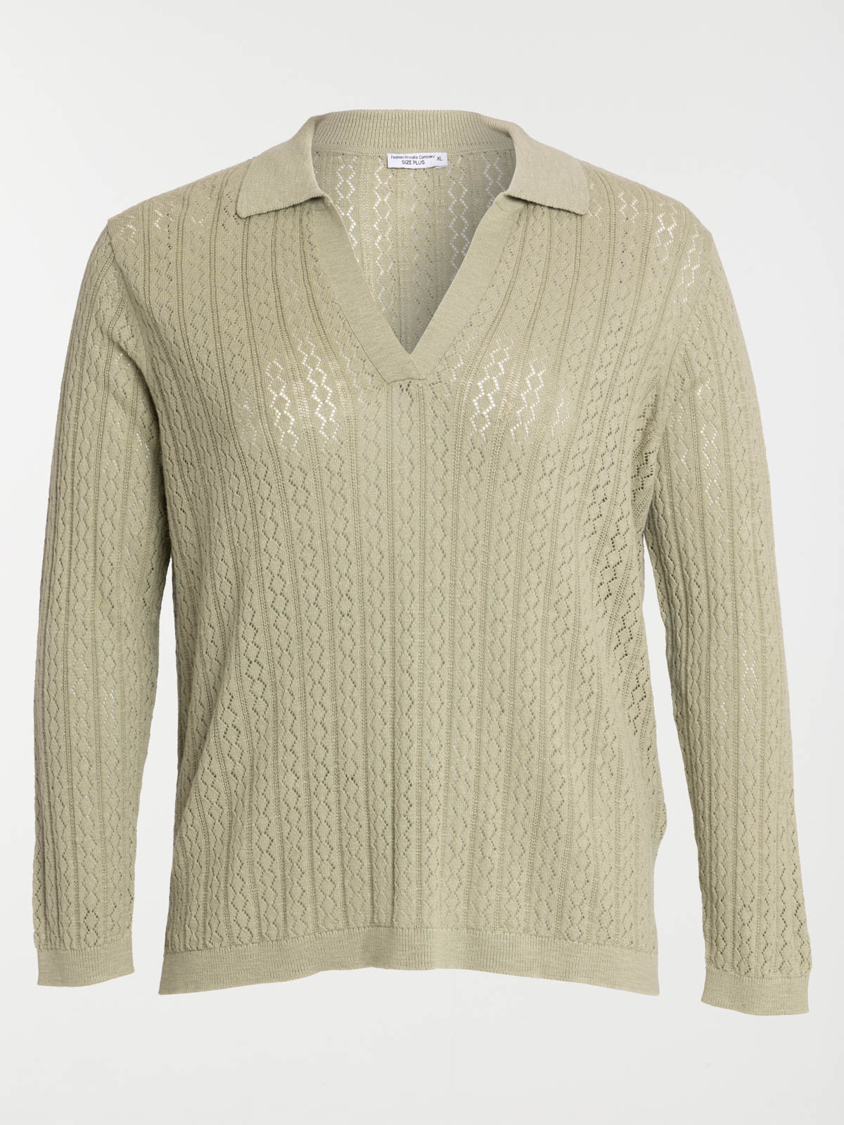 Pull polo sauge grande taille femme