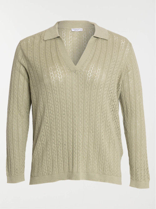 Pull polo sauge grande taille femme