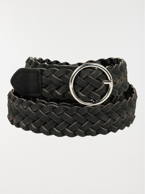 Ceinture tressée noire femme