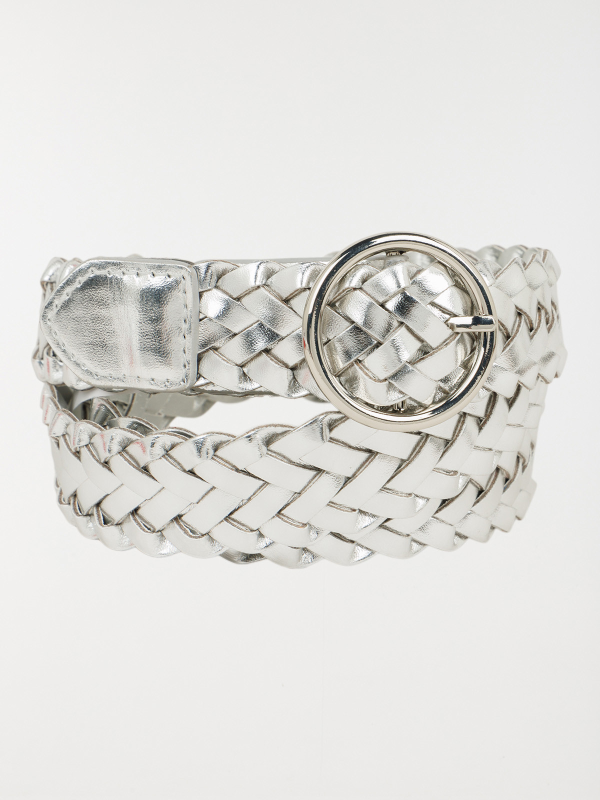 Ceinture tressée coloris argenté femme