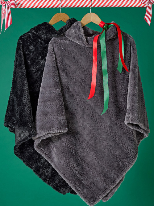 Poncho doux gris anthracite femme