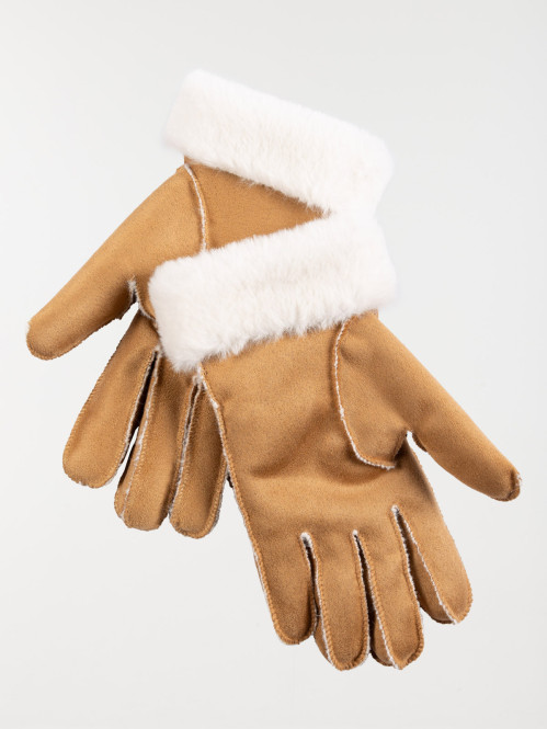 Gants bi-matière femme
