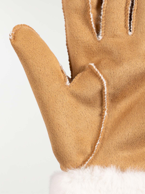 Gants bi-matière femme