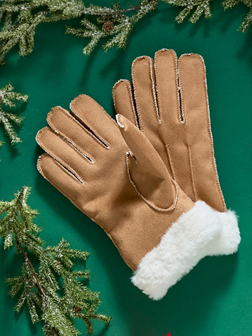 Gants bi-matière femme