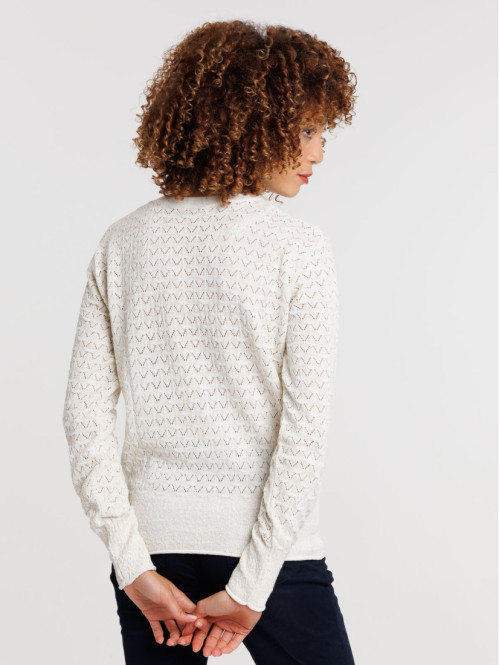 Pull écru ajouré femme Pull écru ajouré femme