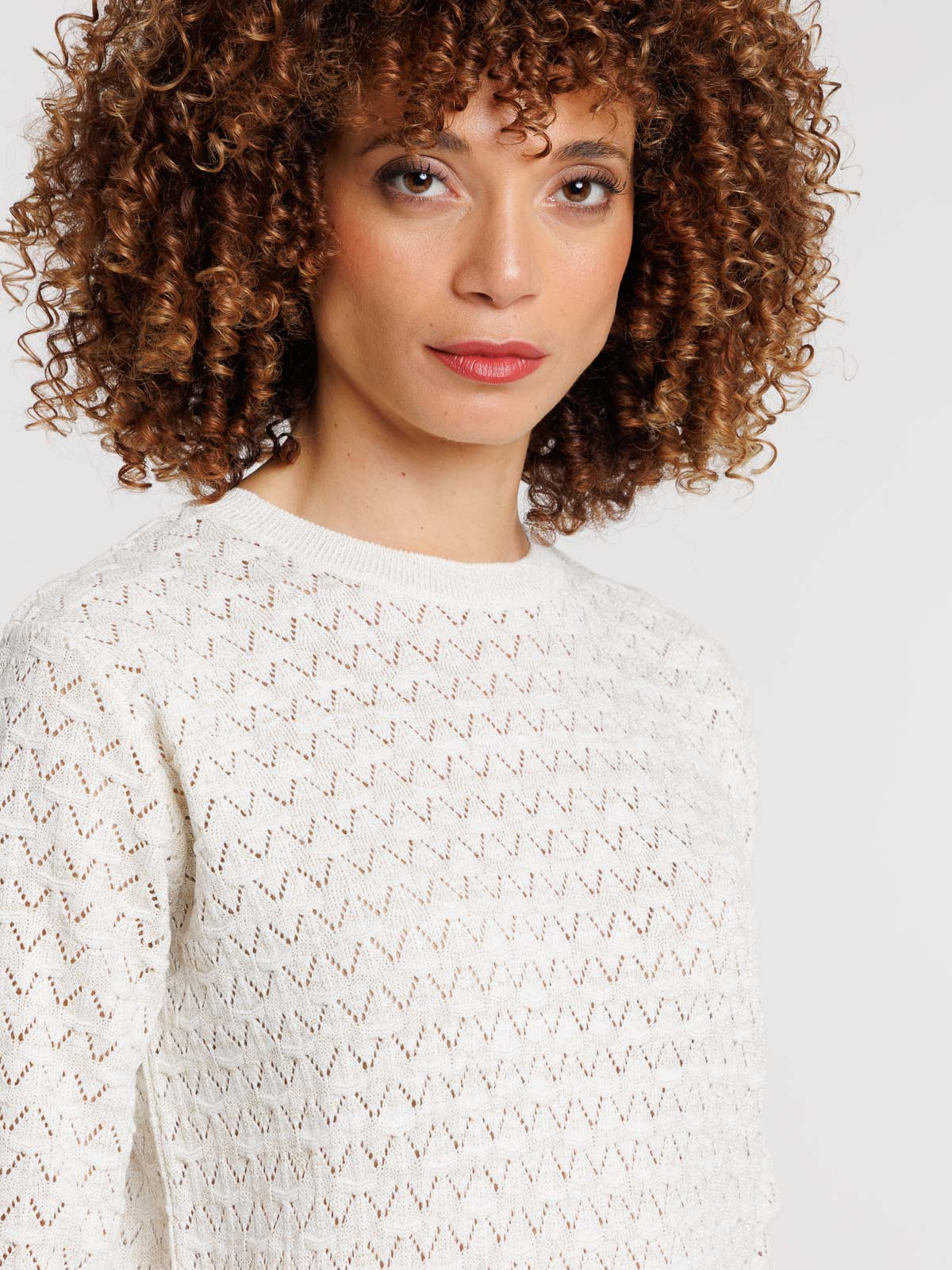Pull écru ajouré femme Pull écru ajouré femme