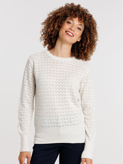 Pull écru ajouré femme Pull écru ajouré femme
