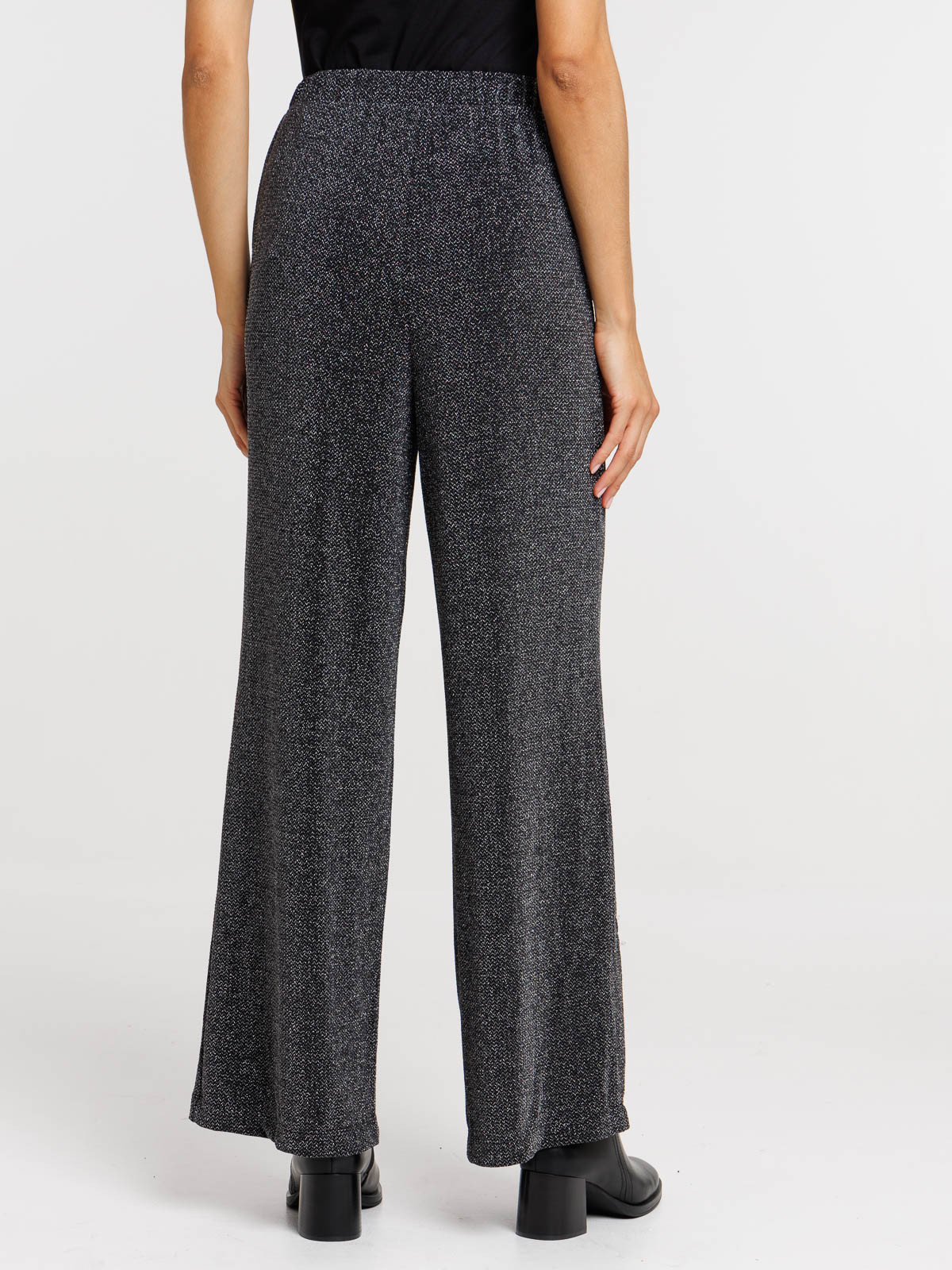 Pantalon noir large paillettes femme