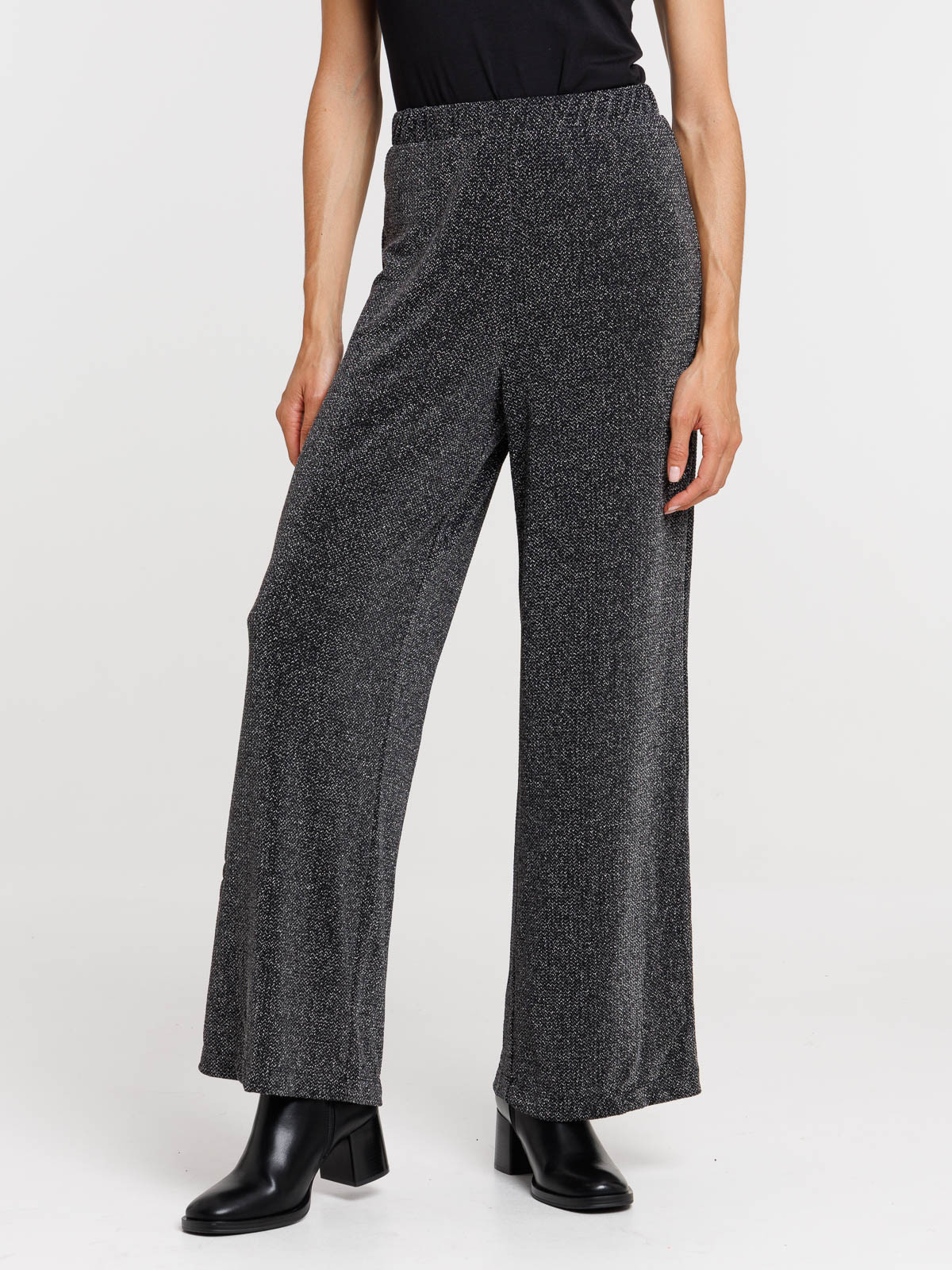 Pantalon noir large paillettes femme