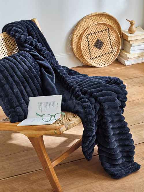 Plaid gris anthracite foncé 130 x 160 cm