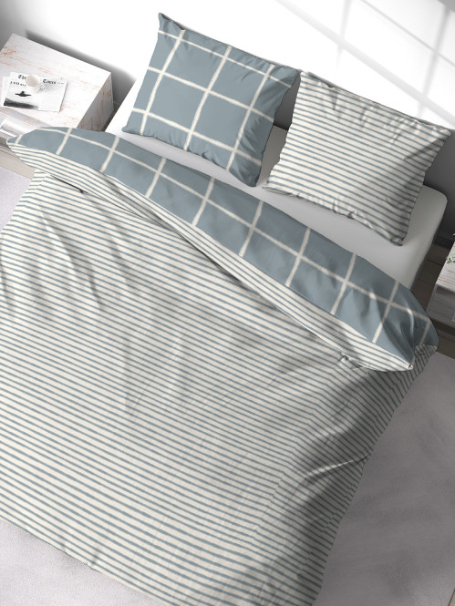 Parure à carreaux 2 personnes 240x220 cm