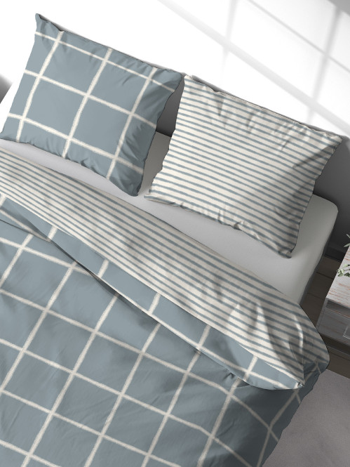 Parure à carreaux 2 personnes 240x220 cm