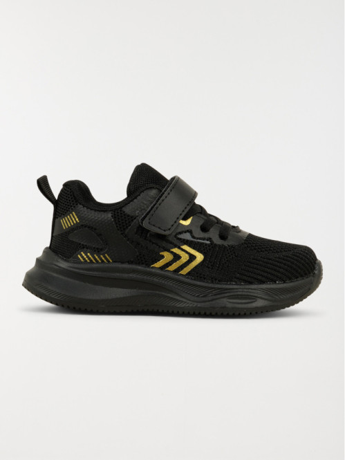 Baskets sport garçon noir doré (24-30)