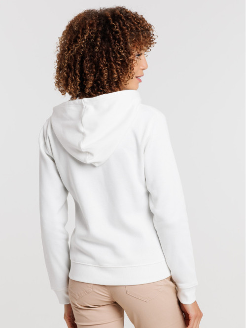 Sweat à capuche zippé écru femme