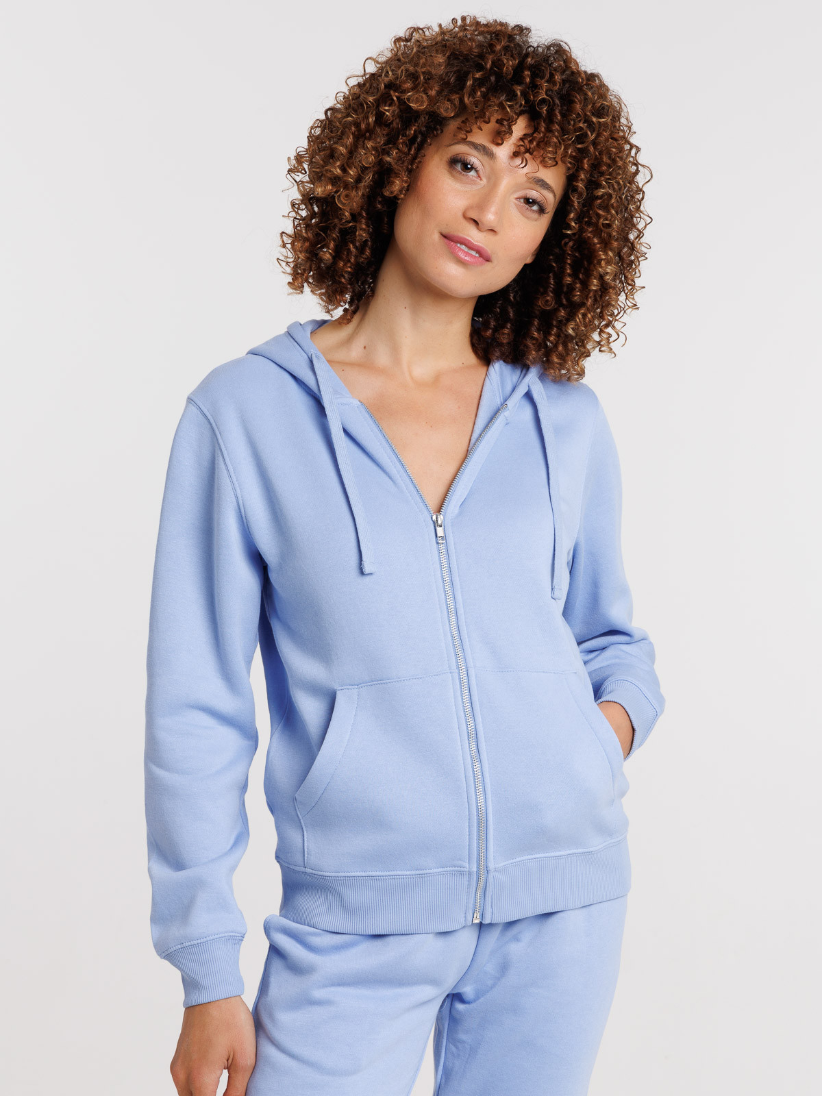 Sweat à capuche zippé basique femme