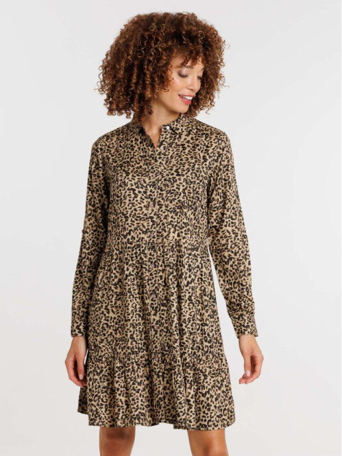 Robe chemise léopard femme