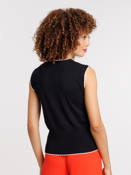 Pull sans manches noir femme
