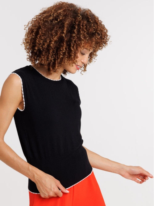 Pull sans manches noir femme