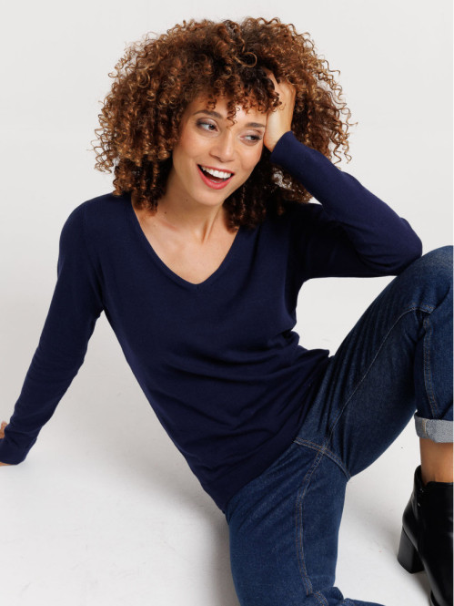 Pull col V officier femme