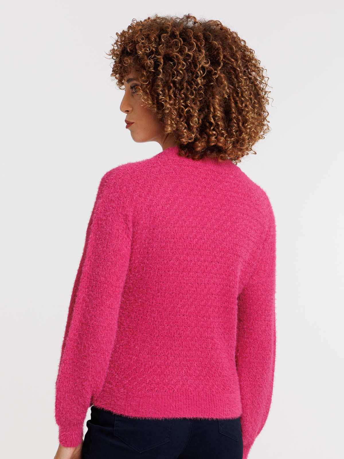 Pull col montant fushia femme Pull col montant fushia femme