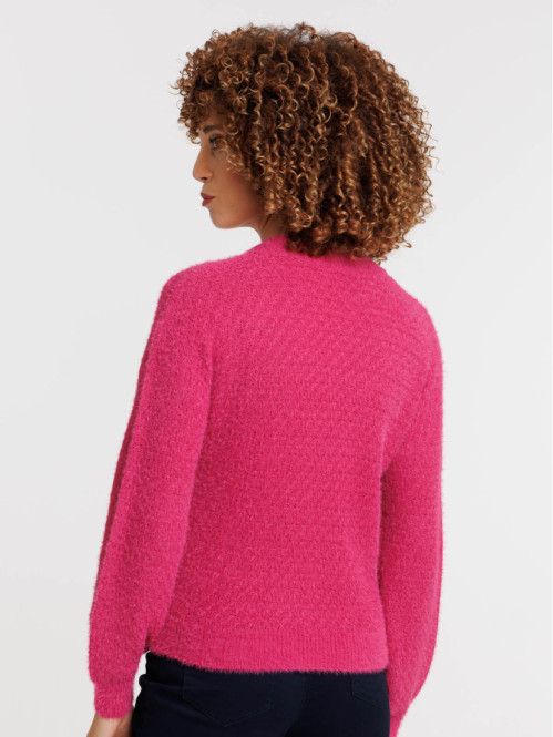 Pull col montant fushia femme Pull col montant fushia femme