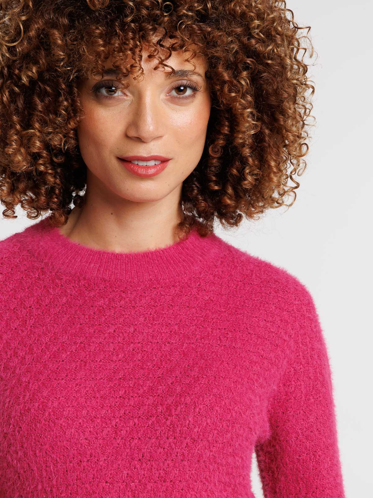 Pull col montant fushia femme Pull col montant fushia femme