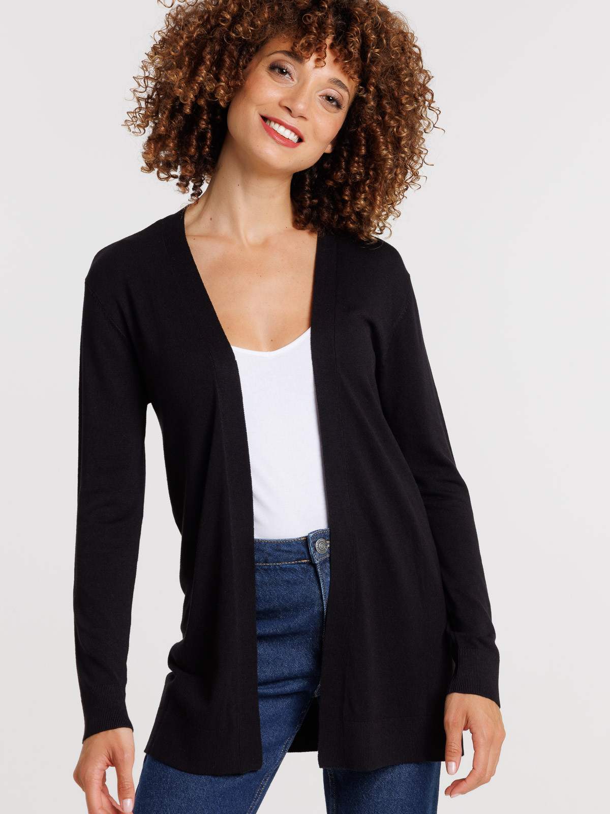 Gilet ouvert noir femme