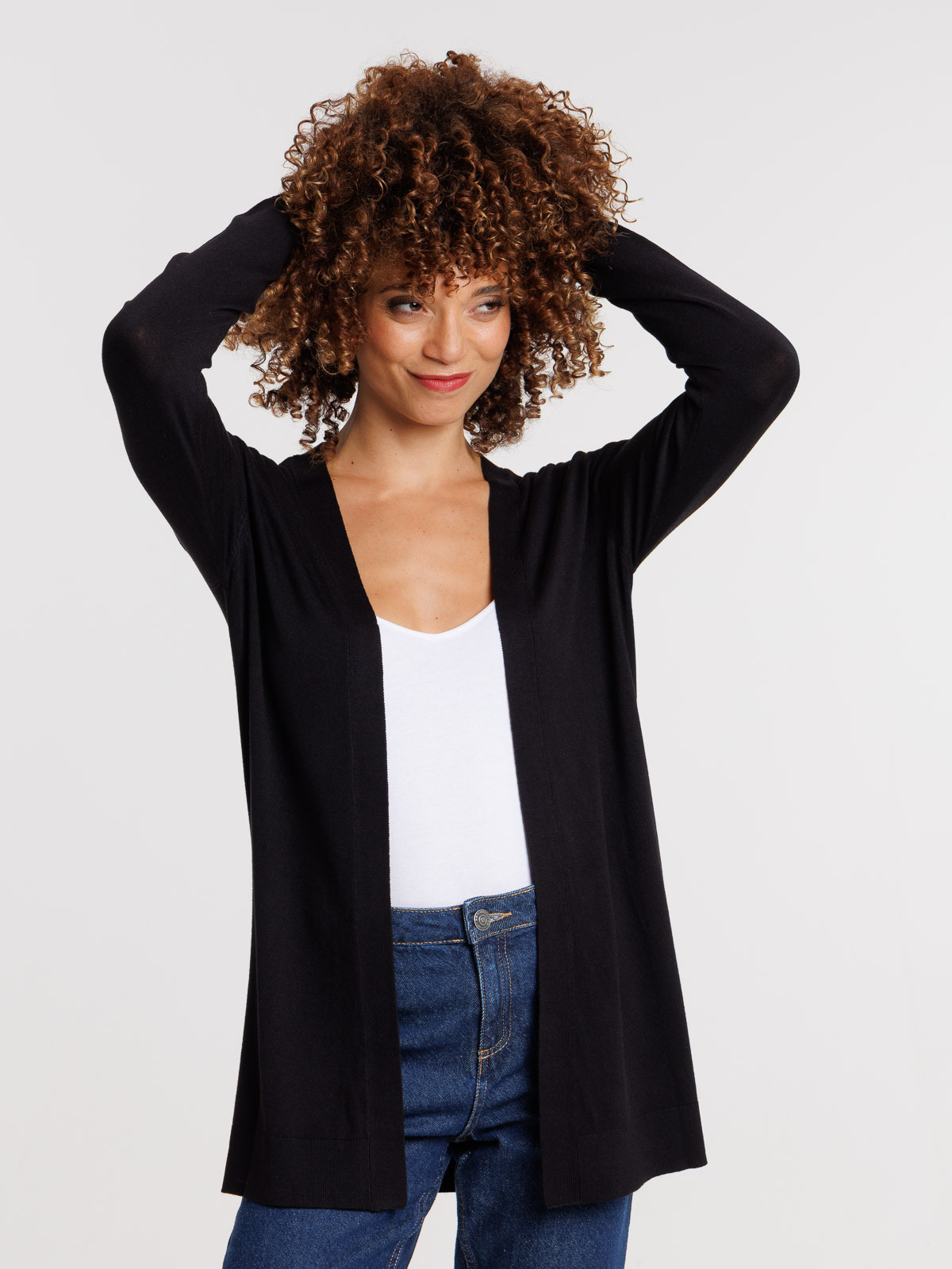 Gilet ouvert noir femme