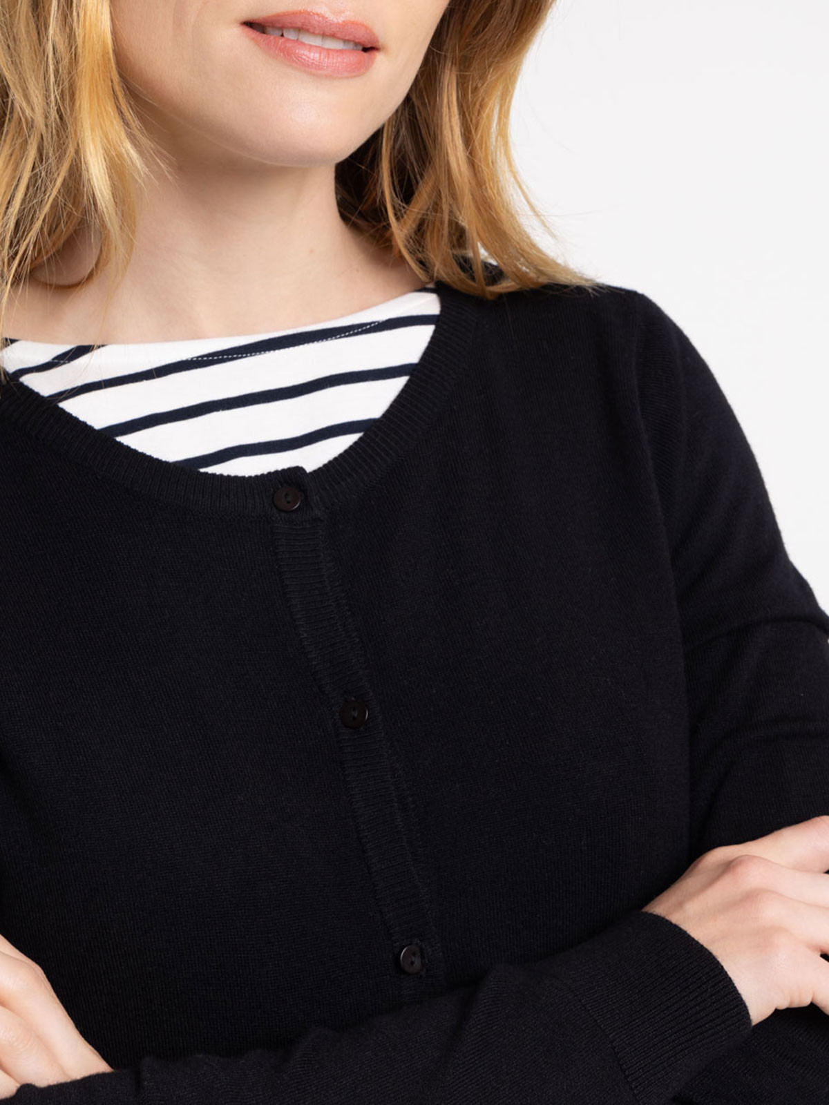 Gilet boutonné coloris noir femme Gilet boutonné coloris noir femme