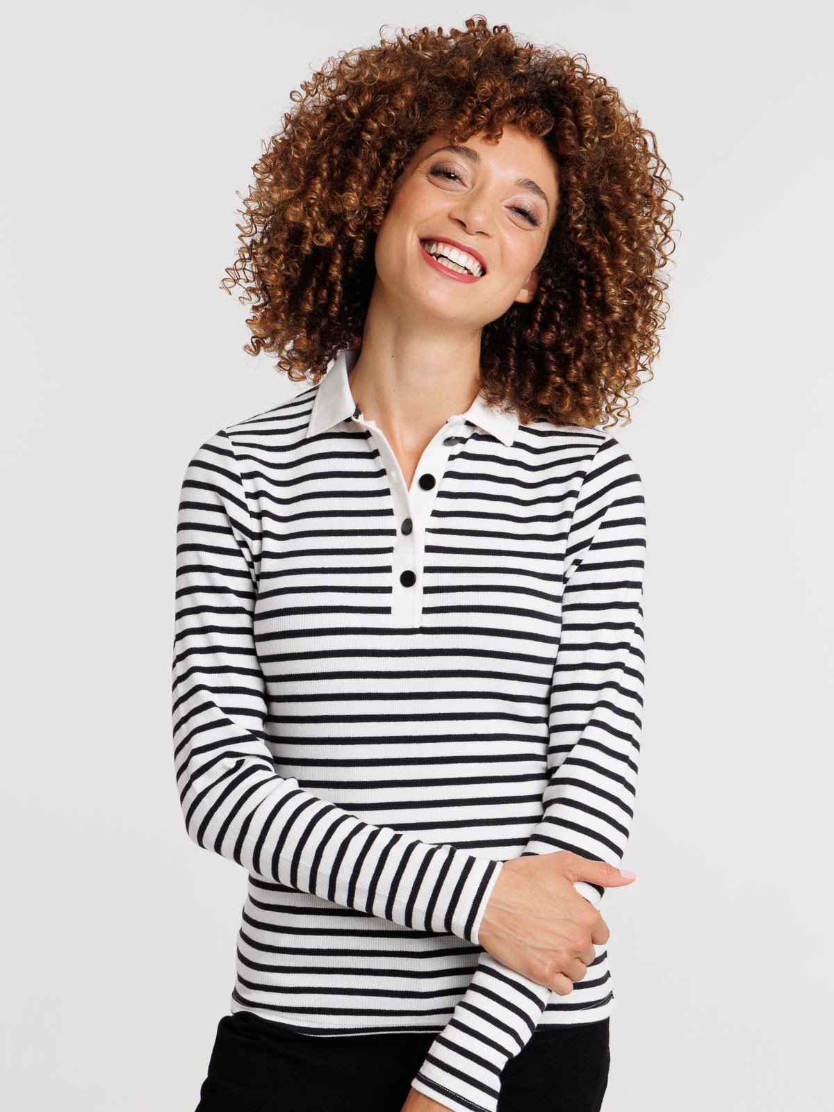 T-shirt blanc cassé rayé femme