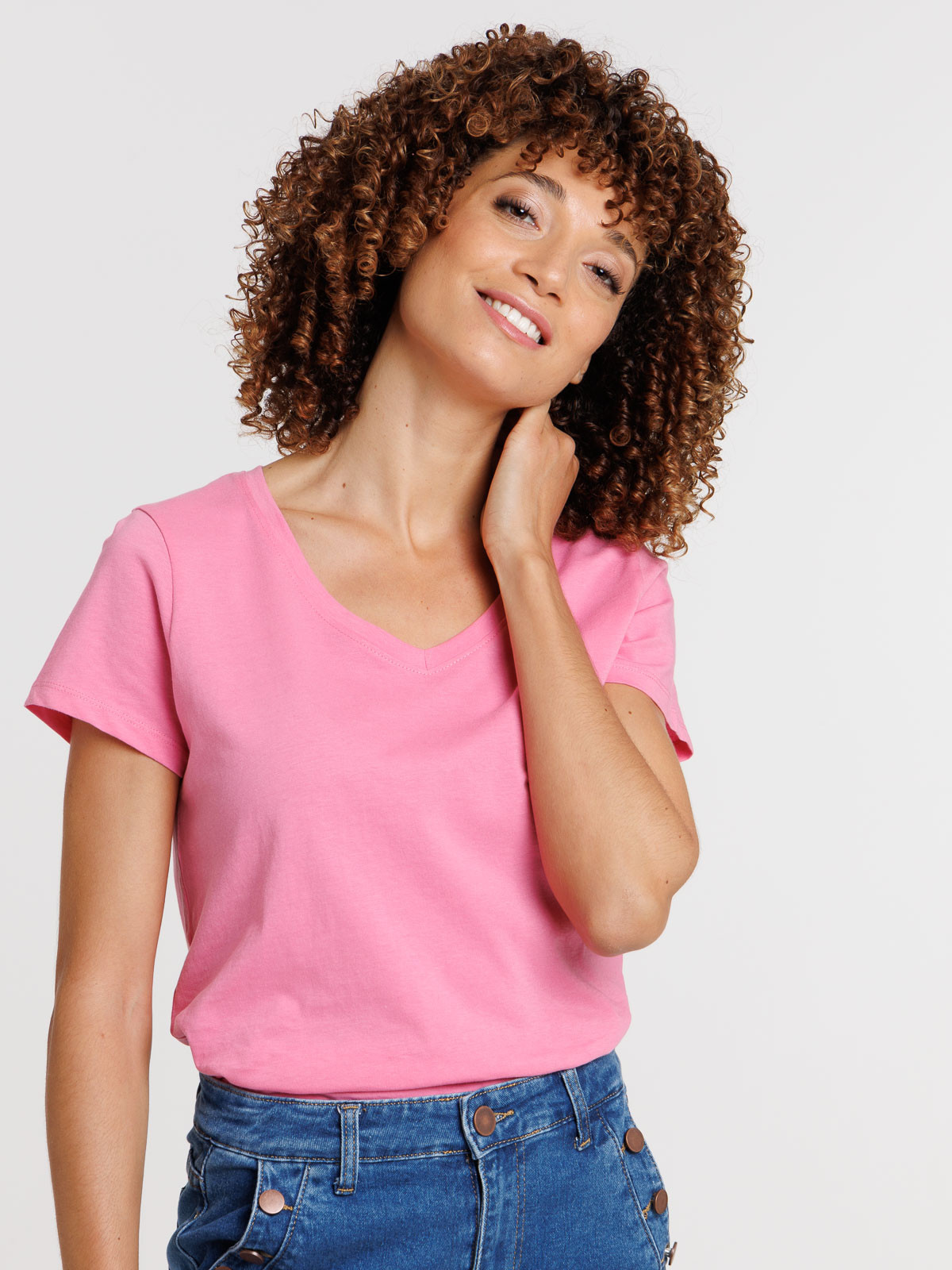 Tee shirt femme col V