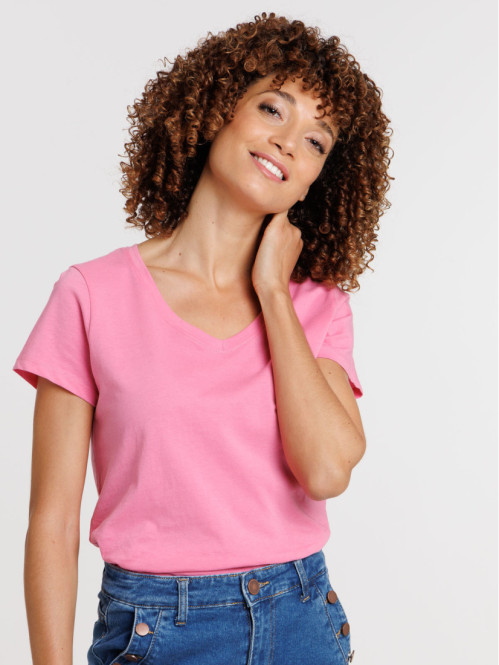 Tee-shirt femme col V