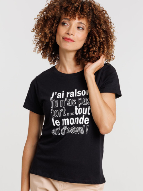 T-shirt noir message femme