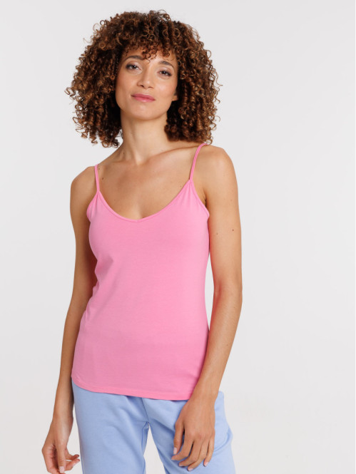 Débardeur col V rose femme Débardeur col V rose femme