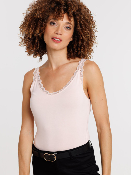 Débardeur dentelle col V femme