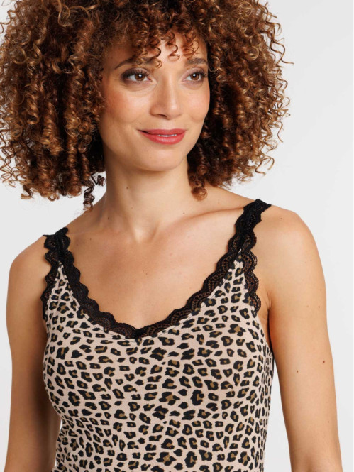 Débardeur col V dentelle femme