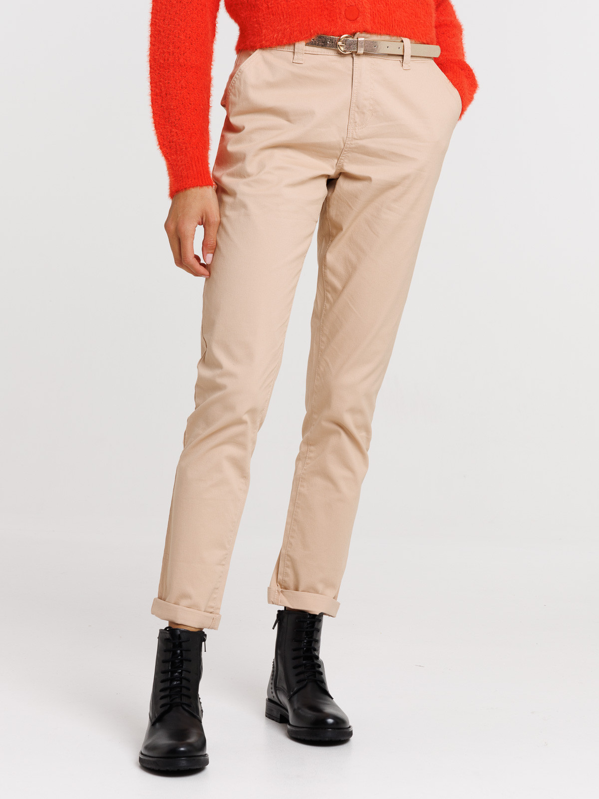 Pantalon chino rose fané femme
