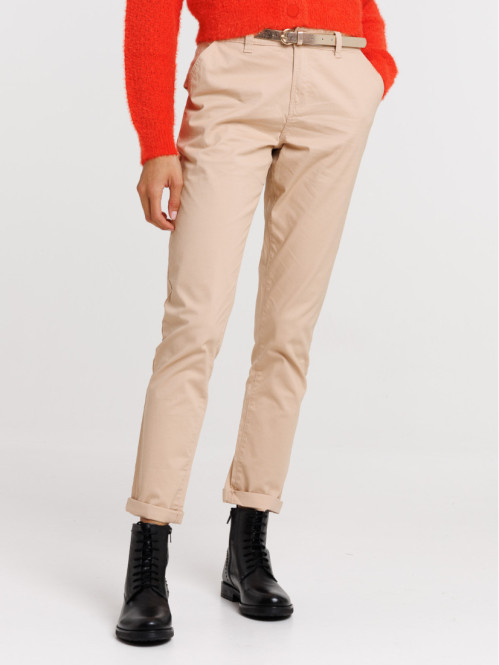 Pantalon chino rose fané femme