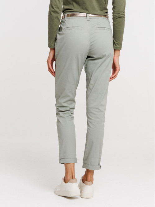 Pantalon chino ceinturé femme