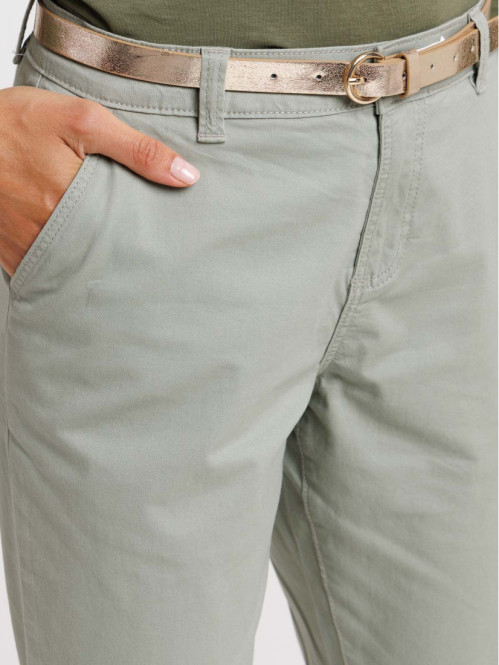 Pantalon chino ceinturé femme