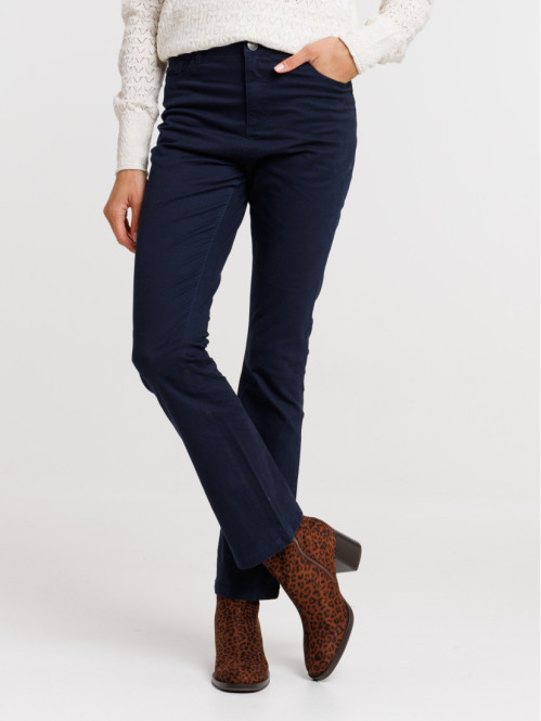 Pantalon bootcut marine navy femme