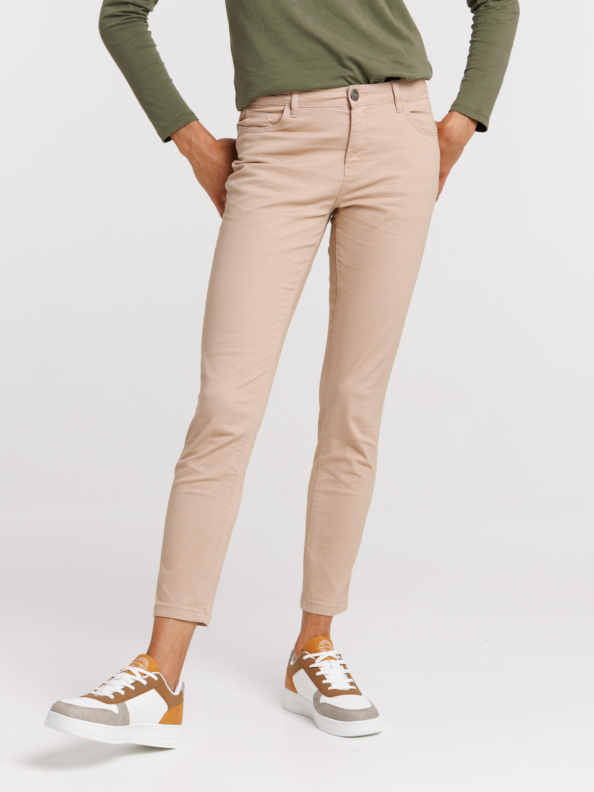 Pantalon skinny 7/8ème rose fané femme