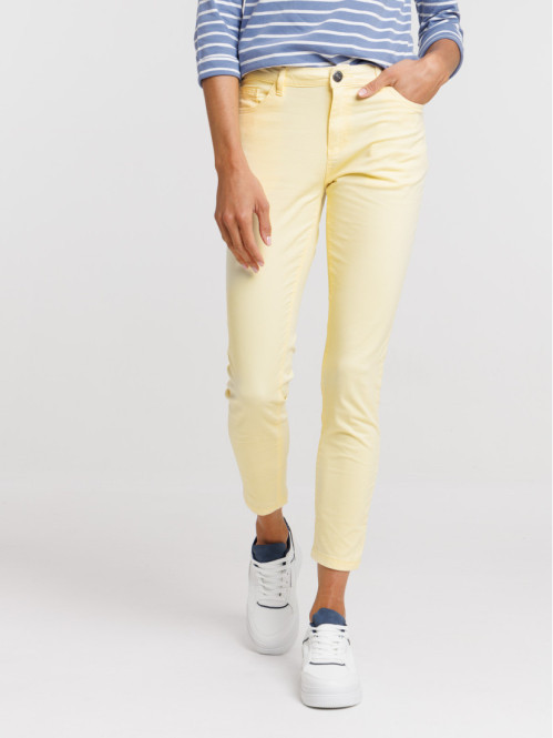 Pantalon skinny 7/8ème jaune femme