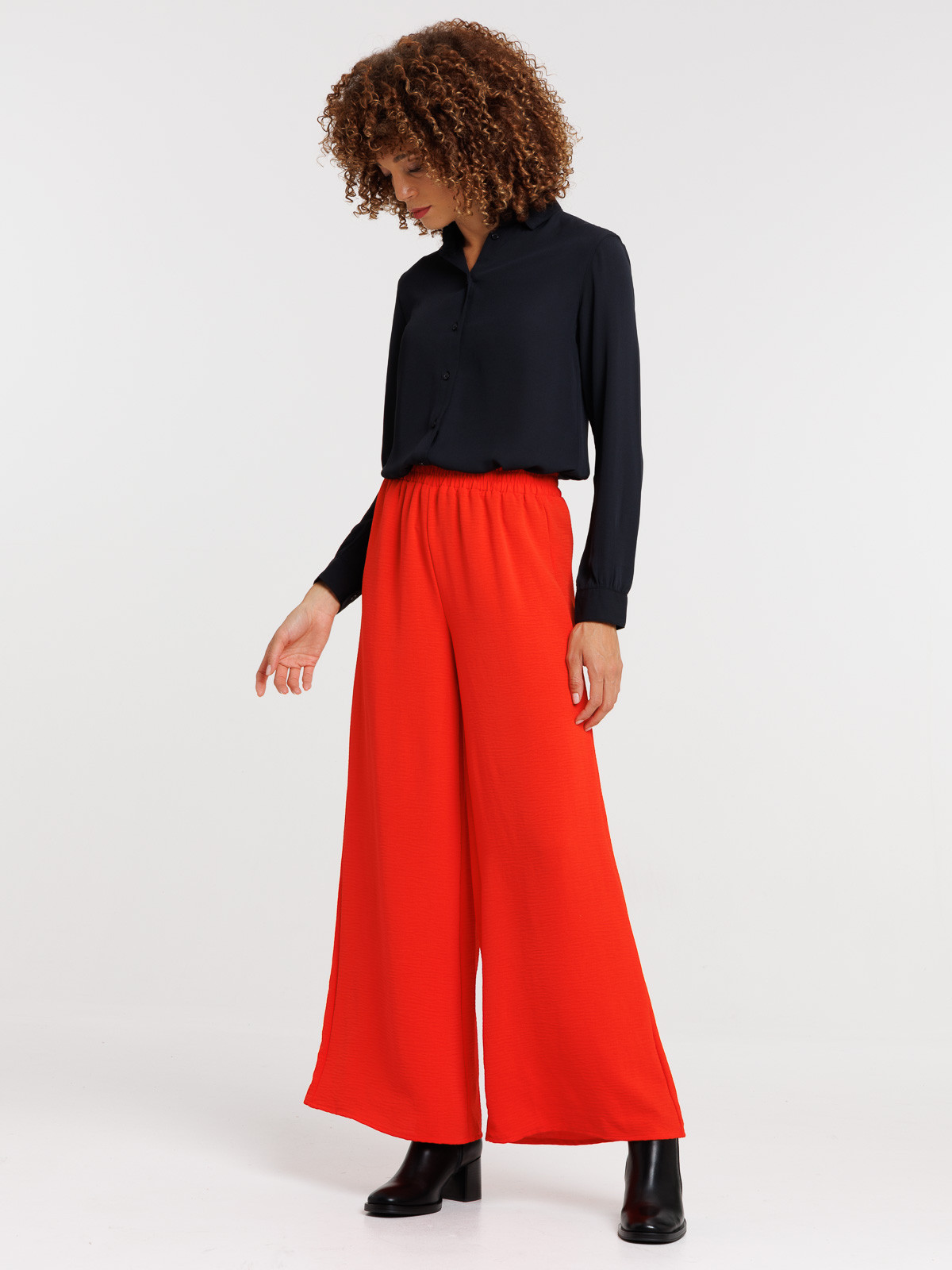 Pantalon large rouge femme