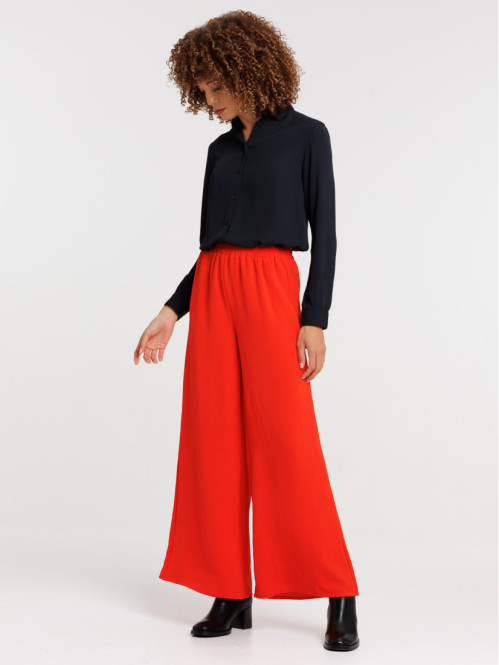Pantalon large rouge femme