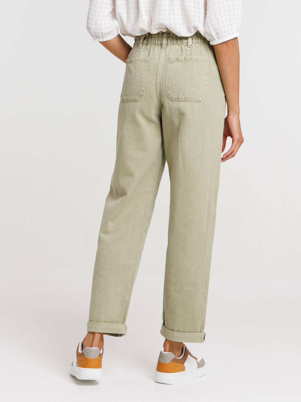 Pantalon taille haute sauge femme Pantalon taille haute sauge femme