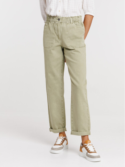 Pantalon taille haute sauge femme