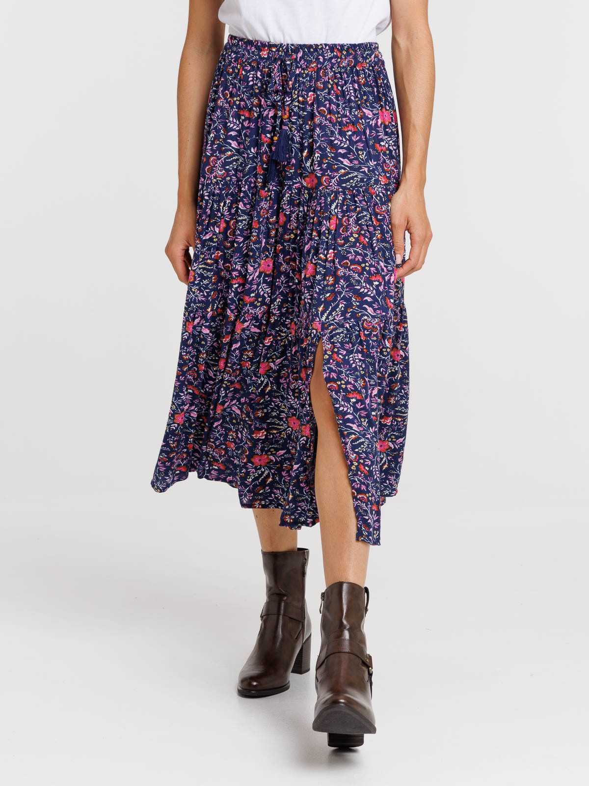 Jupon imprimé fleuri femme