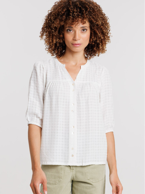 Chemise écru femme col tunisien Chemise écru femme col tunisien