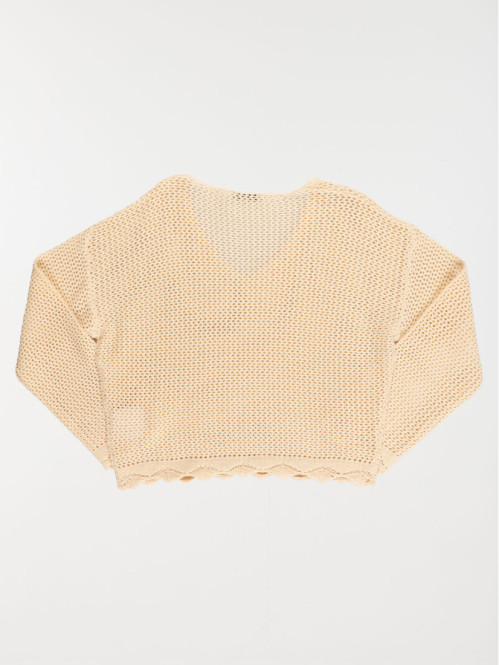 Pull col V ajouré fille...